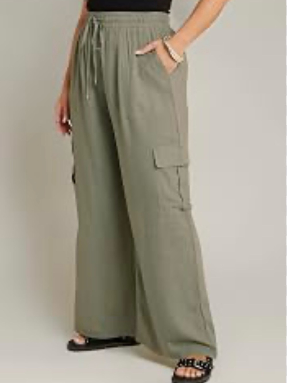 GAP linen blend Olive Green Women's Cargo Drawstring Pants